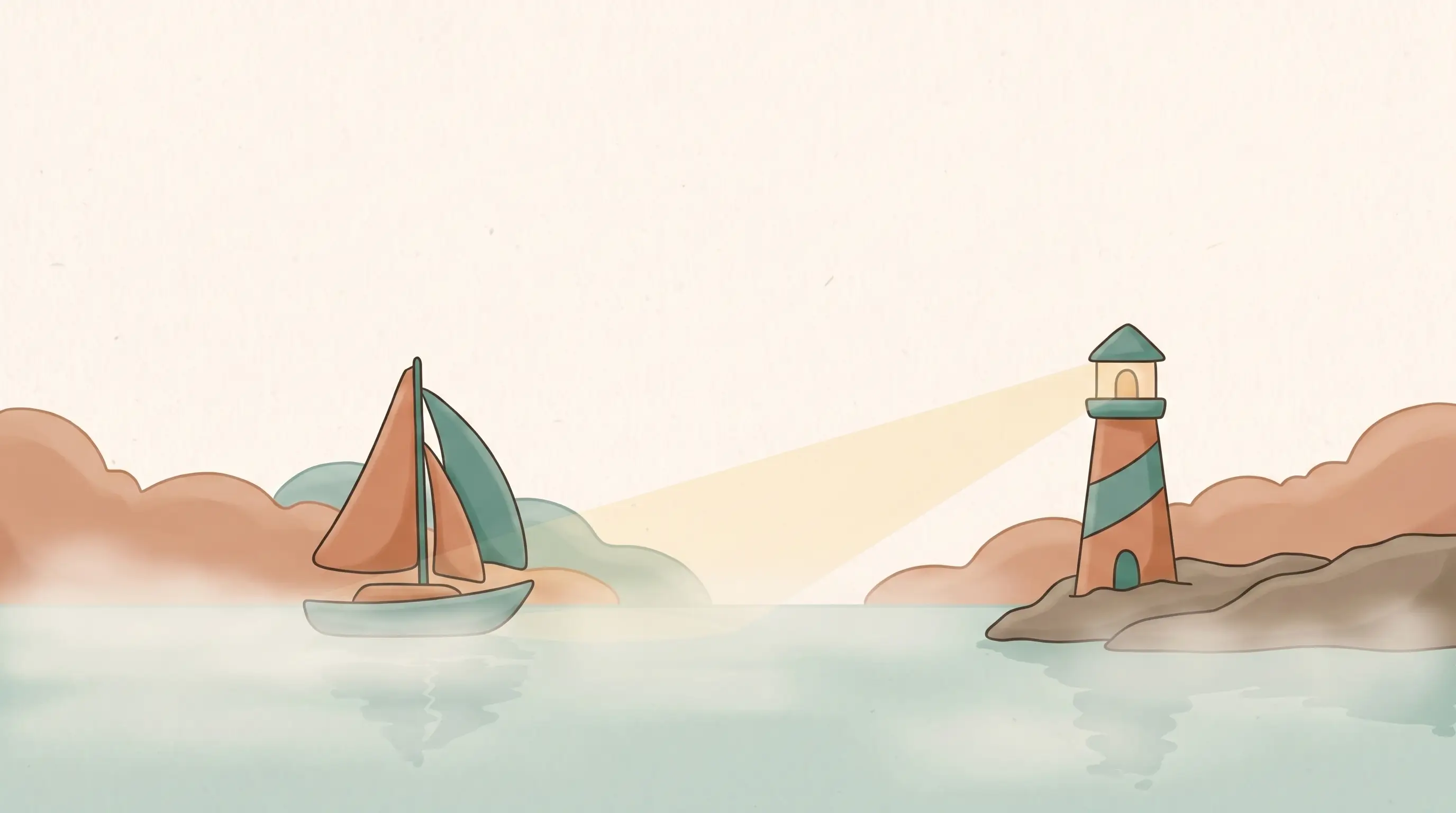Mist with a guiding lighthouse beam